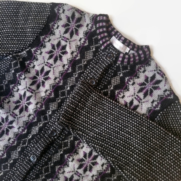 Northern Isles Wool Purple and Black Cardigan Sweater - Picture 5 of 16